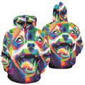 Colorful Dog Head All Over Print Hoodie