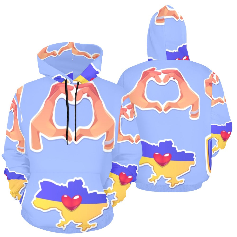Freedom Ukraine Symbols All Over Print Hoodie