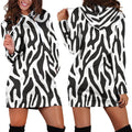 Black and White Animal Pattern Hoodie Dress